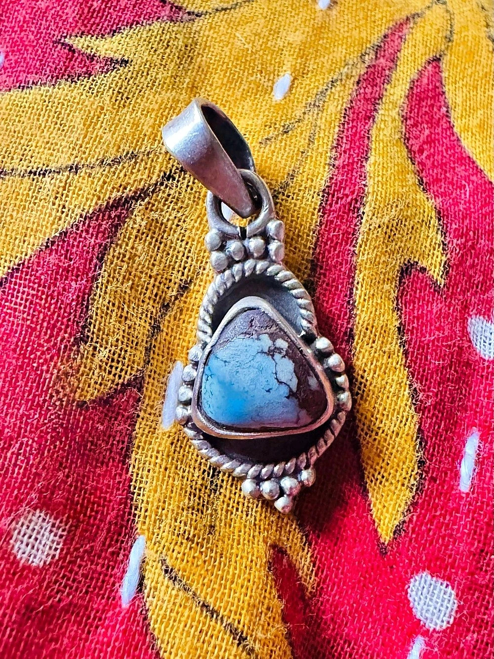 925 Sterling Silver Native Golden Hills Turquoise Pendant